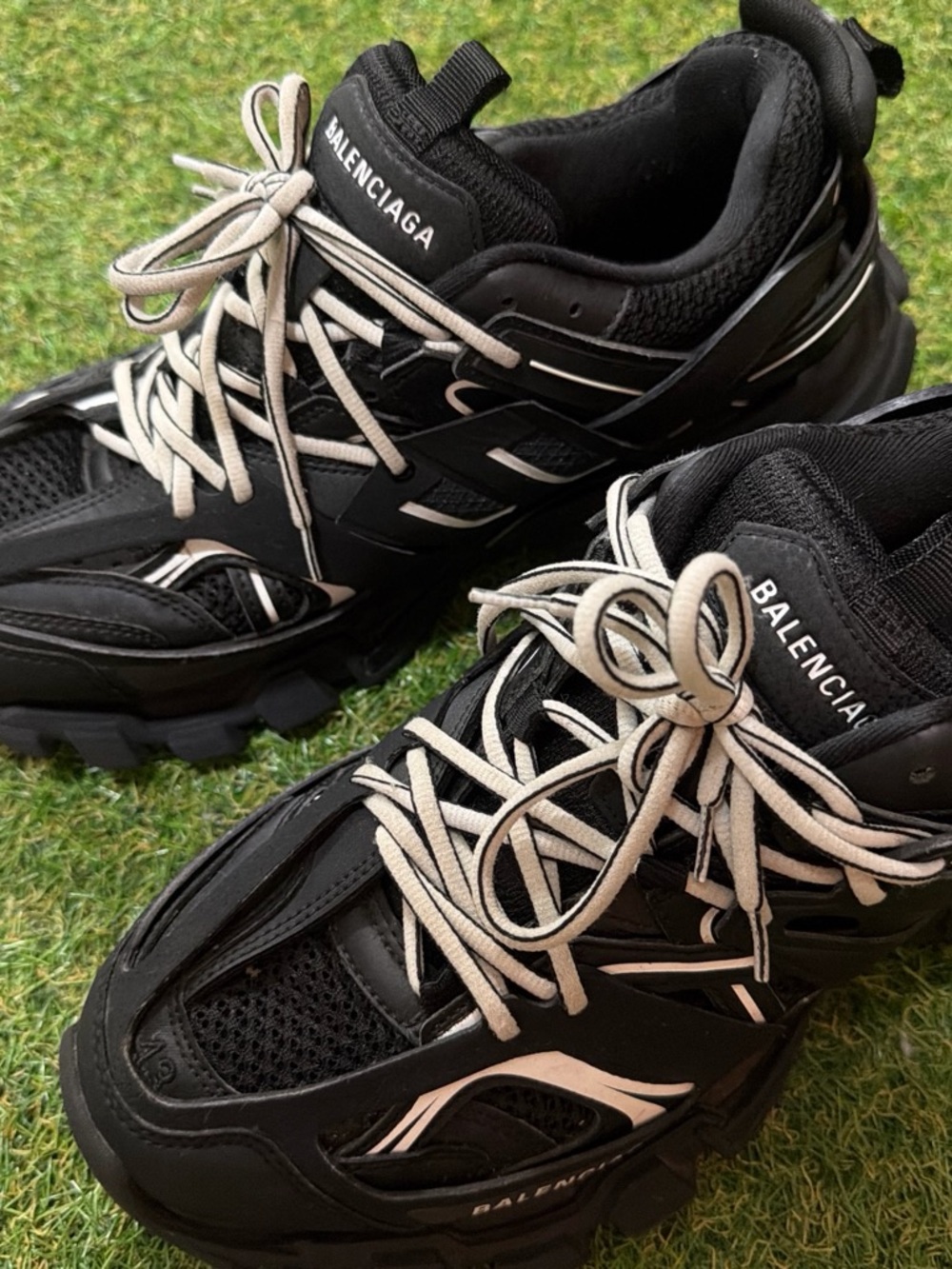 Balenciaga Black Sneakers with Cream Laces